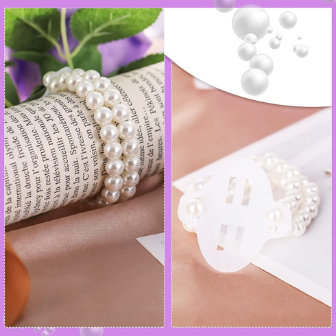 Hicarer 24 Pieces Corsage Wristlet Elastic Pearl Wrist Bands Wedding Wrist DIY Faux Flowers Decor for Wedding Festival Beach Party...
