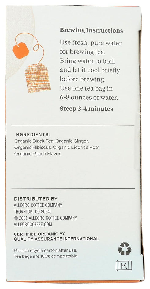 Allegro Tea, Organic Ginger Peach Black Tea Bags, 20 ct...