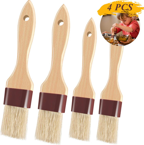 Pastry Brushes for Baking Basting Brush with Boar Bristles and Beech Hardwood Handles Culinary Oil Brush for Barbecue Butter Grill BBQ Sauce Baste...