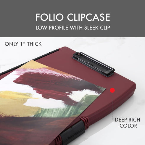 Dexas Folio Clipcase Professional Storage Clipboard with Pen storage compartment, 9.75 x 14.75, A4, Merlot. Ideal for Teachers, Nurses, Coaches, S...