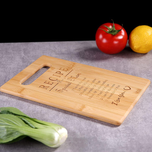 Mother's Day Recipe Mothers Gift Special Love Heart Mom Birthday Bamboo Cutting Board Gifts(MOM-1)...