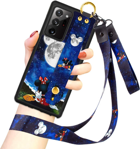 Cartoon Case for Samsung Galaxy Note 20 Ultra Case 6.9 Inch Cute Moon Blue Cartoon Character Design with Lanyard Wrist Strap Band Holder Shockproo...