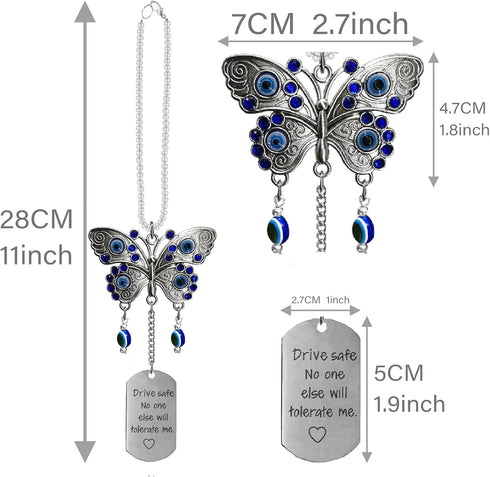 Car Hanging Ornament Butterfly Charm,Car Mirror Decor Hanging,Car Mirror Charm Car Mirror Hanging Accessories(D)...