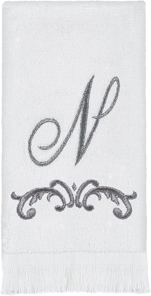 Avanti Linens - Fingertip Towel, Soft & Absorbent Cotton Towel, Scroll Design, Cursive Style Decor (Monogram Collection, Initial N)...