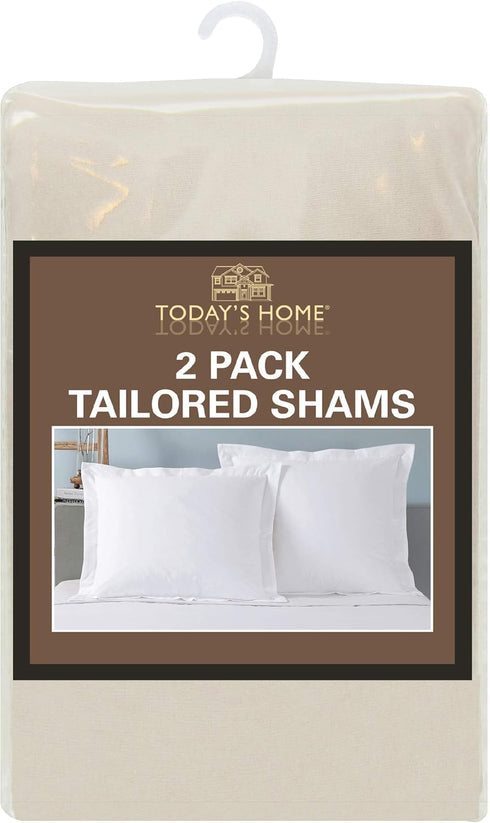 TODAY'S HOME Tailored Bed Pillow Shams, Cotton Blend Design, Standard, Ivory, 2-Pack...