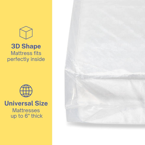 Crib Mattress Storage Bag with Zipper, 5 Mil Clear Plastic Cover for Moving, Includes Accessory Bags...