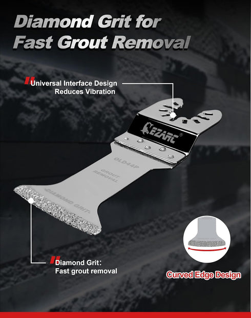 EZARC Diamond Oscillating Blade, Extra Long Reach Oscillating Multi Tool Saw Blades for Grout Removal, Cleaning Mortar, 3-Pack...