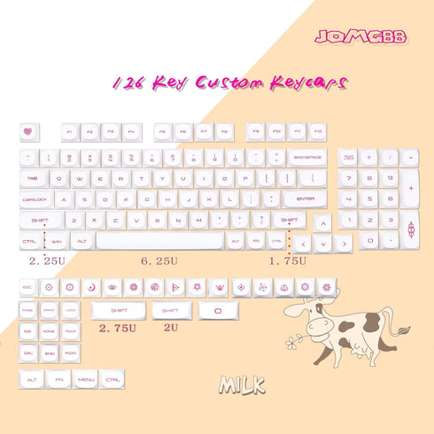 Keycaps,126 Key PBT Keycaps, MA Height Cross Shaft keycaps, Suitable for 61/64/68/84/87/98/104 Key Mechanical Keyboards (Only Sell Keycaps) (Purpl...