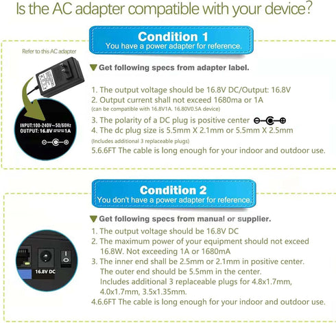 Massage Gun Charger Power Adapter Replacement 16.8V 0.8A 1A AC DC Power Supply Adapter for Massage Gun Power Supply Cord Cable - 6.6FT...