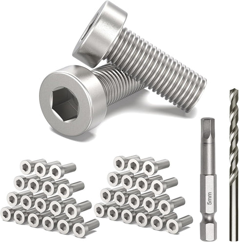 TooTaci 40 Pack Upgraded Protector Sleeves with Hexagon Thread for Wood Posts, T316 Stainless Steel Protector Sleeves for 1/8 Cable Railing Kit,1/...
