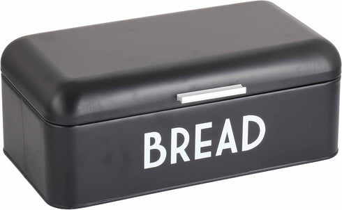 Home Basics Bread Box For Kitchen Countertop, Metal, (Black), Vented With Hinge Top | Large Bread Box | Keeps Loaves, Bagels, Croissants Fresh...