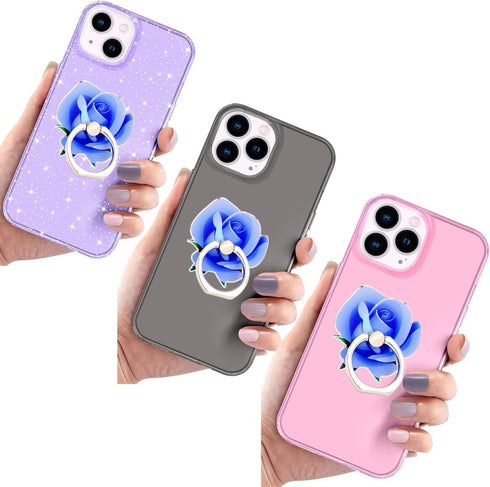 Phone Ring Holder Grip 3 Pack,Fonessary Metal Finger Ring Grip Kickstand Socket 360 Rotate for Smartphones (3 Rose)...
