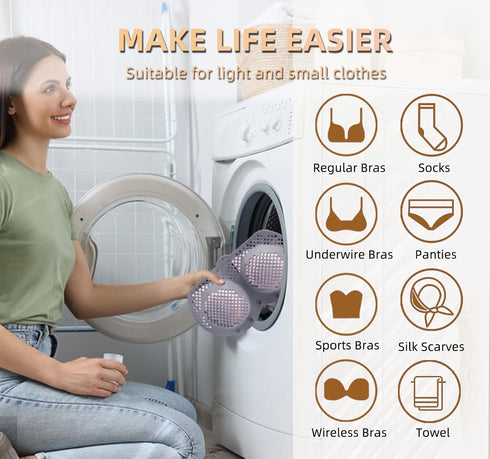 Bra Washing Bag for Laundry, Silicone Lingerie Bags for Washing Delicates, Laundry Bag Washing Machine & Dryer Washing Bags for A-38D Cup Bras, Ma...