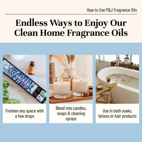 P&J Fragrance Oil Clean Home Set | Lemongrass, Fresh Cotton, Clean & Fresh, Aloe, Bamboo, Orange Candle Scent for Candle Making, Freshie Scents, S...