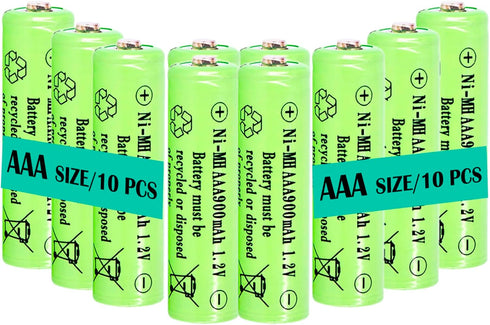 10 Packs 1.2v AAA 900mAh Ni-MH Rechargeable Batteries for Solar Lights Solar Lamp(Triple A Size)...