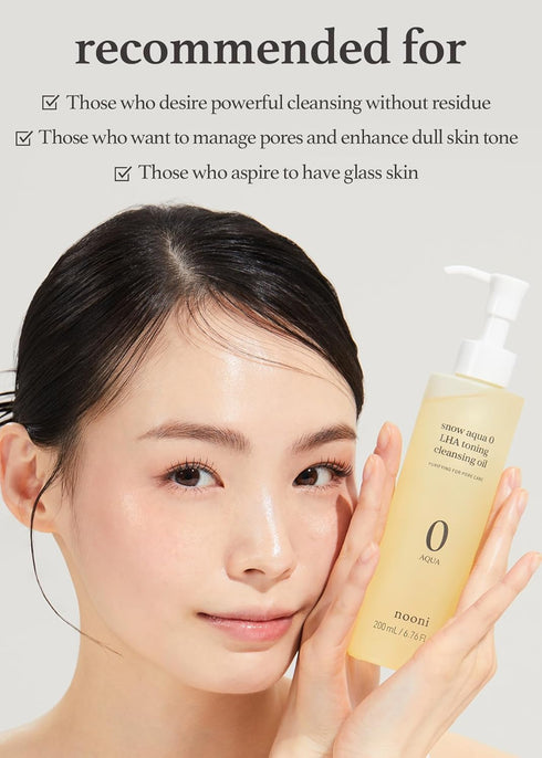 NOONI Korean Facial Oil Cleanser - Snow Aqua 0 LHA Toning Cleansing Oil | Makeup Remover, Pore Control, Essential Step For Double Cleansing, Korea...