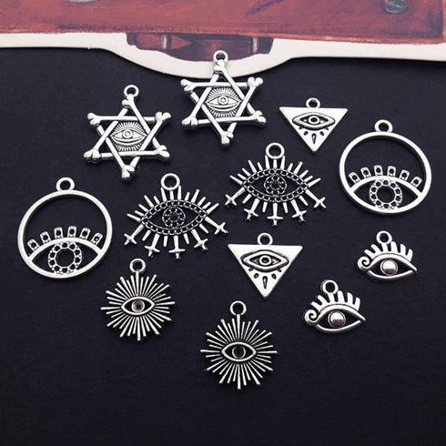 12Pieces All kinds of Vintage Silver Plated Eye of Horus Pendant DIY for Earrings Necklace Bracelet Jewelry Making and Crafting Supplies...