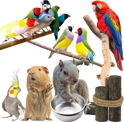 MotBach 3 Pieces Stainless Steel Bird Feeding Dish Cups, Bird Feeder Parrot Food Water Bowls with Clamp, Pet Cage Cups Holder for Bird Parrot Cock...