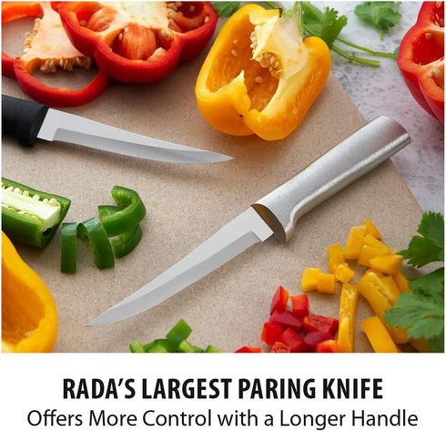 Rada Cutlery Super Parer Knife (R127), 4.38" Stainless Steel Hollow Ground Blade, Made in USA, Silver Handle...