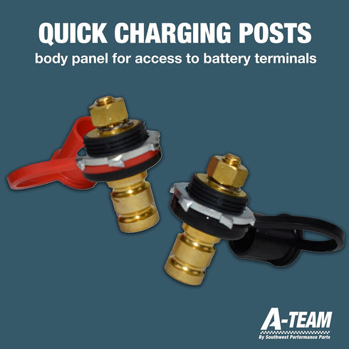 A-Team Performance - Color-Coded Battery Charger Post Comes in Pair, of 3/8 Inch Studs, 1 Black Cap and 1 Red Cap. - Compatible with Auto, Truck, ...
