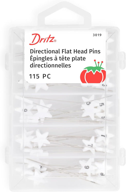 Dritz 3019 Flat Head Numbered and Directional Pins (115-Count) , White...