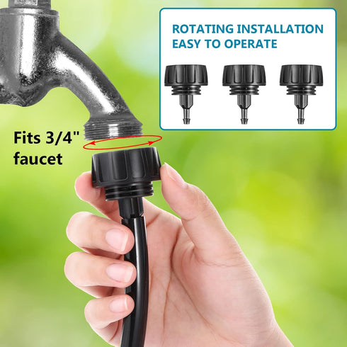 5 Pcs Drip Irrigation Hose Connectors 1/4 Inch Drip Irrigation Tubing to 3/4 Inch Garden Faucet Adapter Garden Drip Irrigation System Drip Hose Fi...