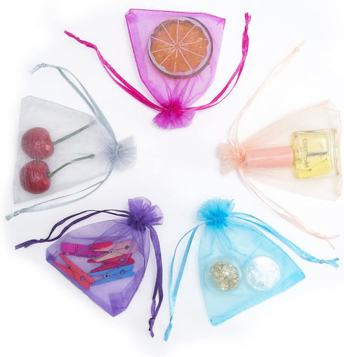 FOCCIUP 100 Pcs 3x4 Inches Mixed Color Organza Gift Bags with Drawstring for Christmas Wedding Birthday Party Favor...