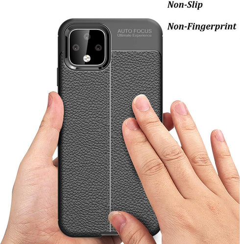 Case Compatible with Google Pixel 4 Case, Leather Texture Design Cover Anti-Scratch Shock Absorption Case for Google Pixel 4 (Black)...