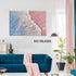 Pink Beach Canvas Wall Art Abstract Blue Ocean Poster White Wave Picture Pink Blue Seascape Canvas Abstract Landscape Painting Pink Blue Abstract ...