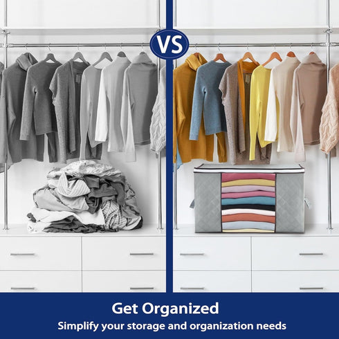 Linen Storage Organizer, 2 Pack Large 90L Foldable Storage Bags Bedding Storage Containers with Zipper Lids, Closet Collapsible Clothing Bins for ...