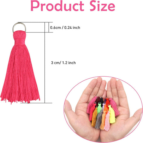 180PCS 30 Colors 3.5CM Multi-Color Mini Tassels Tiny Craft Tassels for Earring Jewelry Making Keychain Tassel Charms Bag Charms Pendant Handmade D...