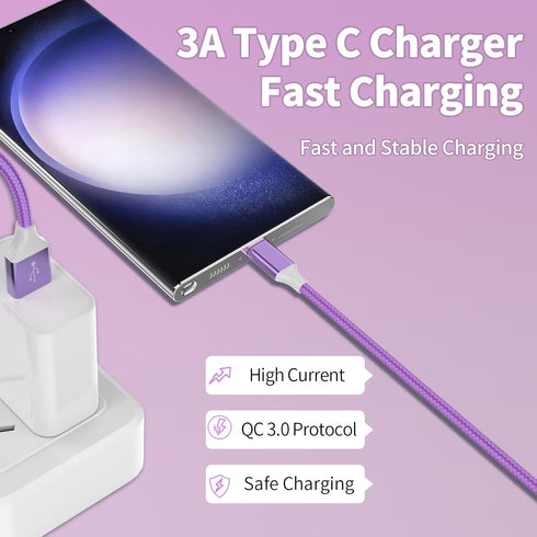 USB C Cable, 5Pack USB to USB C Cable, Type C Charger Fast Charging Cable Nylon Braided Android Charger for iPhone 15 Charger, Samsung Galaxy, Hua...