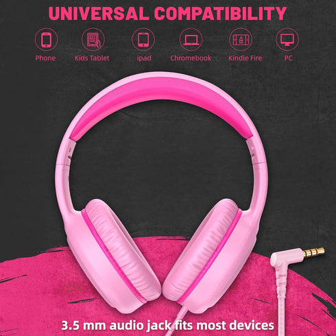 U2 Wired Headphones for Kids Girls for School | Lightweight Portable On Ear Youth Headphones for Airplane Travel | Compatible with Pad Computer La...