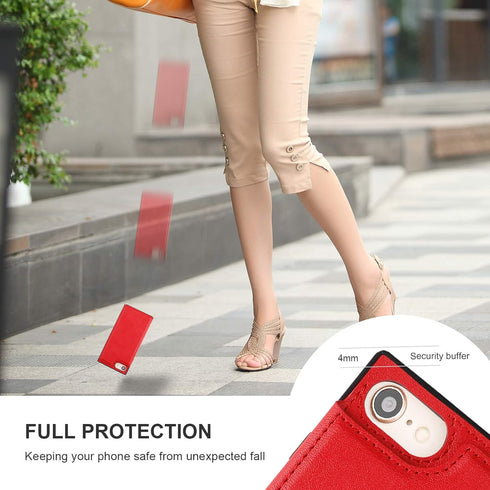 Bocasal Crossbody Wallet Case for iPhone SE(2022) iPhone SE(2020) iPhone 7/8 Credit Card Holder PU Leather Kickstand Shockproof Detachable Cross B...
