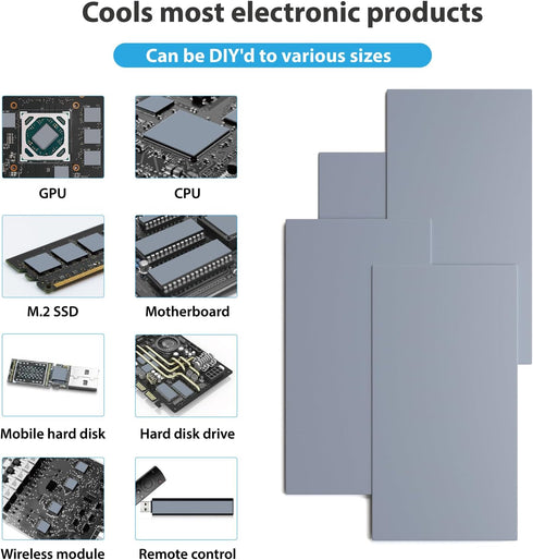 Performance Thermal Pad, 85x45x0.5mm Highly Efficient Thermal Conductivity 13 W/mK, Insulated Heat Resistant Resistant Silicone Thermal Pad for IC...