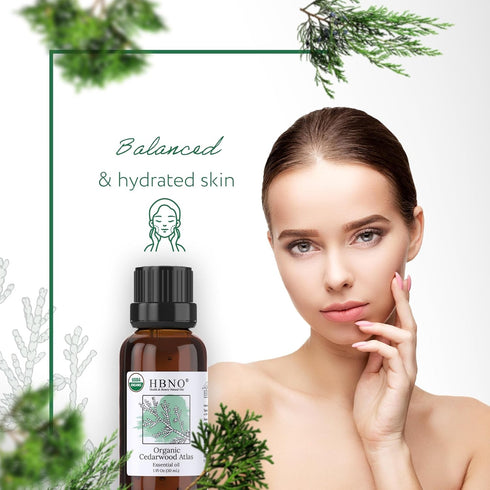 HBNO® California Bottled Organic Cedarwood Essential Oil 1 fl oz (30ml) - USDA Certified Organic Cedarwood Essential Oil for Aromatherapy, Soap Ma...