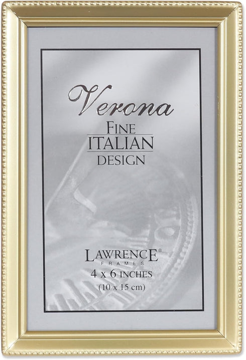 Lawrence 11446 Antique Brass 4x6 Picture Frame - Bead Border Design...