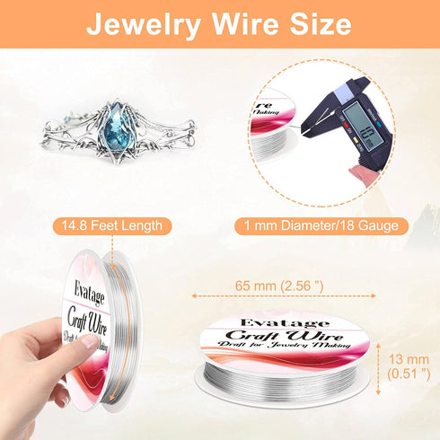 18 Gauge Wire for Jewelry Making, Evatage 6 Rolls Jewelry Craft Wire Tarnish Resistant Copper Beading Wire for Jewelry Making Supplies and Crafts...