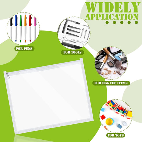 12 Pieces Clear Zipper Pouches, PVC Zipper Storage Bags, Folder Storage Pouches, Waterproof Document Pouch for School Office (White,10 x 8 x 0.2 I...
