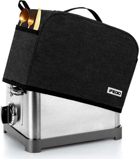 iFedio 2 Slice Toaster Cover Black, Waterproof Nylon, Dust & Fingerprint Protection, Machine Washable, Holds Jam Spreader & Tongs...