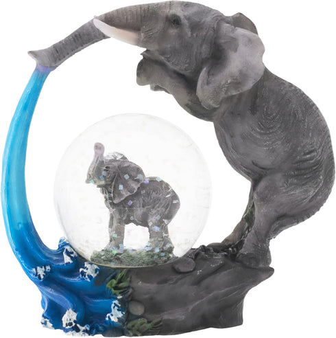 Elanze Designs Elephant Bath time Fun Magical Whimsical Tabletop Dresser Nightstand Figurine Miniature 45MM Sturdy Polyresin Glitter Water Snow Gl...