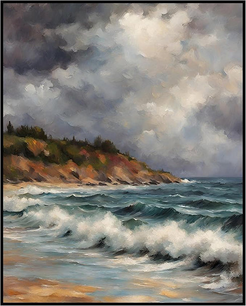 Posterizer 1 pcs- sea and beach themed oil painting style print 8-Landscape & Nature Art-Floral Botanical Art- Decor for Home & Office- unframed w...