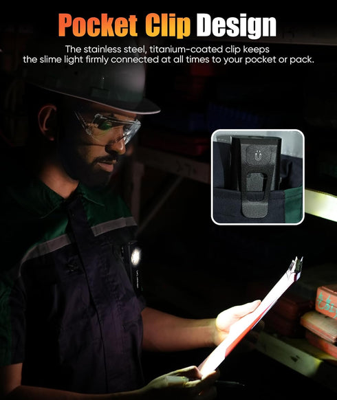 Slim Magnetic Work Light - 1000 Lumens LED Work Light Rechargeable with Two Magnetic Bases Design, Flat Flashlight for Car Repairing/Camping/Emerg...