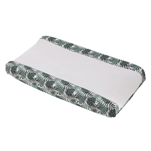 NoJo Jungle Paradise Green and Ivory Palm Leaf Super Soft Contoured Changing Pad Cover...