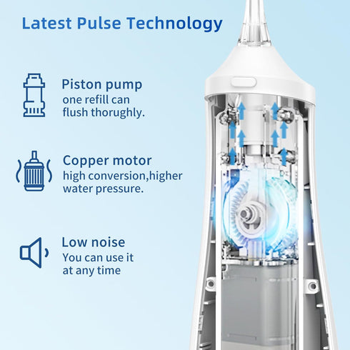 Water flosser,350ml Tank with 4 nozzles,9 Modes,Dental Tools to Remove Plaque and Tartar waterflosser Slate flosser Rechargeable M131 Water flosse...