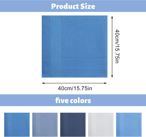 Giantree 5 Pcs Cotton Handkerchiefs for men, Classic Pocket Squares Set Soft Mens Hankies Handkerchiefs 15.8" x 15.8" 5 Colors...