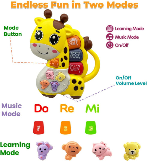 Baby Music Toys 12-18 Months, Animal Baby Piano Musical Light Infant Toys Toddlers Early Education Birthday Gift for 1 2 Year Old Girls Boys (gira...