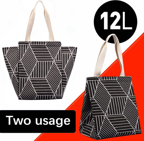 iknoe Insulated Lunch Bag for Women & Adults, 9L Foldable Wide-Open Cooler Bag with Pockets, Leakproof & Portable, for Picnic, Office, Beach, Blac...