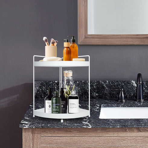 2 Tier Corner Shelf Rack Kitchen Counter Cabinet Bathroom Organizer Makeup Cosmetic countertop Organization and Storage Under Sink Organizers Perf...