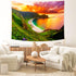 Delur Beach Sunset Tapestry Forest Nature Landscape Tapestry Wall Hanging Scenic Tree Mountain Tapestry Psychedelic Coastal Sunrise Headboard Tape...